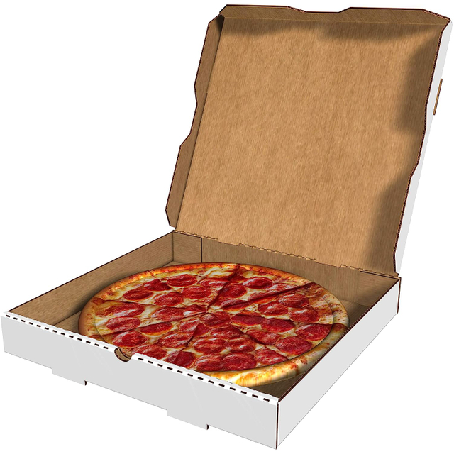 Caja de embalaje de pizza de comida con diseño de logotipo personalizado kraft blanco de 16 y 18 pulgadas, cajas de cartón para pizza de papel blanco corrugado personalizado barato
