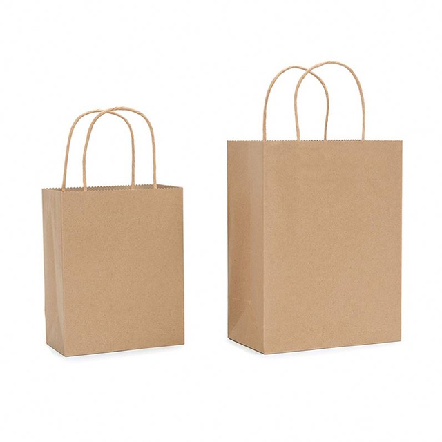 El regalo del arte de la pequeña empresa totaliza los bolsos de compras naturales llanos de Brown Kraft de las bolsas de papel