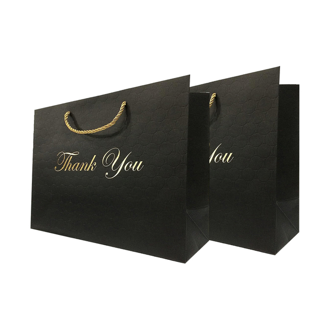 Bolsos de empaquetado de empaquetado del boutique de la bolsa de papel del regalo de las compras al por menor del oro de encargo bolsa de papel negra mate