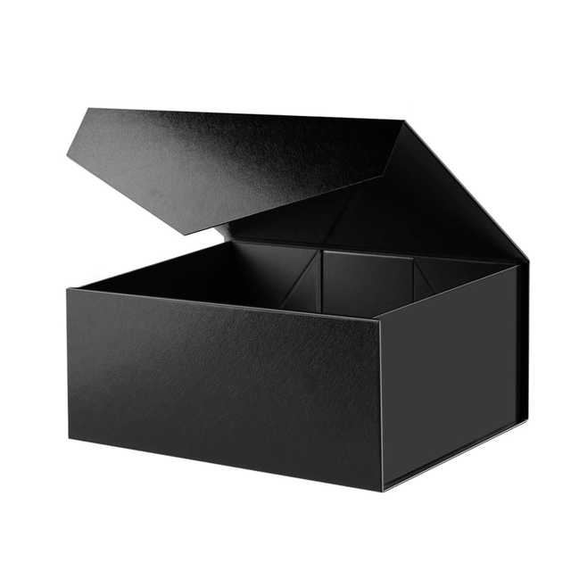 Caja de empaquetado de la ropa magnética elegante negra acanalada de encargo de la ropa de la ropa de la caja de regalo