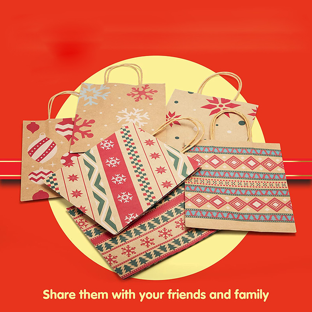 Bolsas de regalo de Navidad impresas personalizadas con papel de seda, bolsas de regalo de Navidad con asa, cestas de regalo navideñas