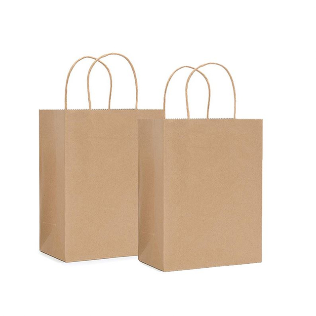 El regalo del arte de la pequeña empresa totaliza los bolsos de compras naturales llanos de Brown Kraft de las bolsas de papel