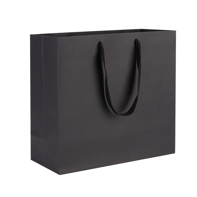 La aduana imprimió su propia bolsa de papel negra blanca de las compras del arte del regalo de Kraft del logotipo con las manijas