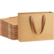 Bolsas de papel Kraft marrón de alta resistencia con logotipo personalizado, con asas, tela suave, recuerdo de fiesta, bolsas de compras, bolsas de mercancías al por menor