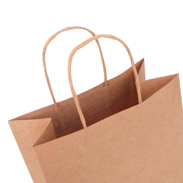 Bolsas de papel de encargo reciclables baratas al por mayor de Brown Kraft con la manija torcida
