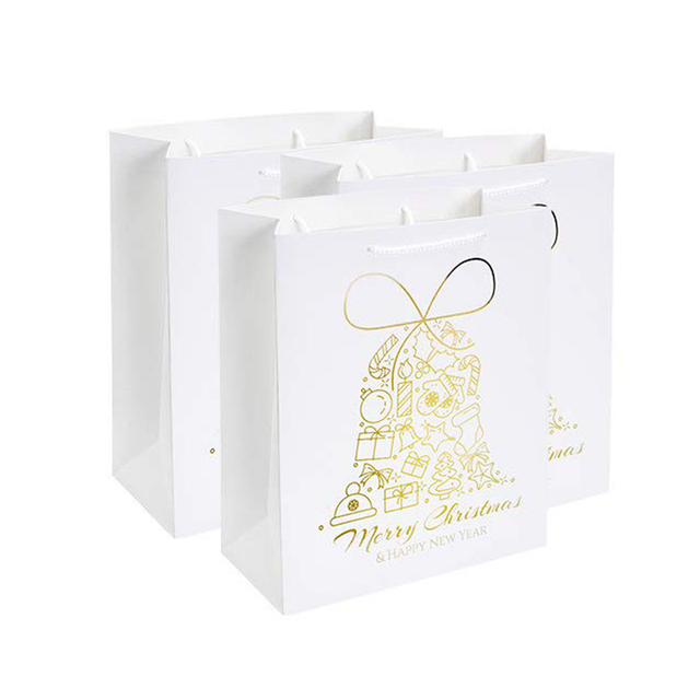 Bolsos de encargo del regalo del papel del caramelo de la Navidad de la bolsa de asas de la Navidad de la historieta de la bolsa de papel del logotipo con las manijas