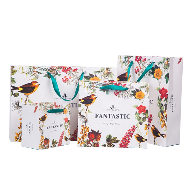 Bolsos coloridos de Kraft de la bolsa de papel de empaquetado de la flor del tablero de tarjeta reciclable del logotipo de la impresión personalizada con la manija
