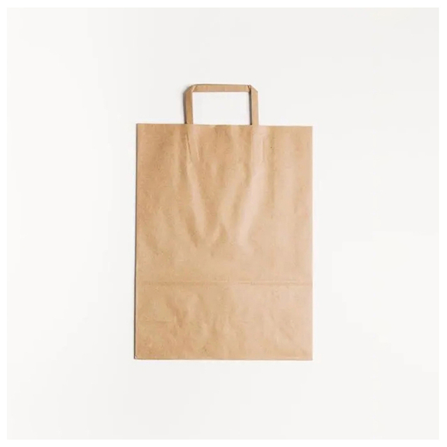 Asas de bolsa de papel de embalaje de alimentos para compras, Kraft blanco marrón reciclado con impresión de logotipo personalizado, con su propio logotipo