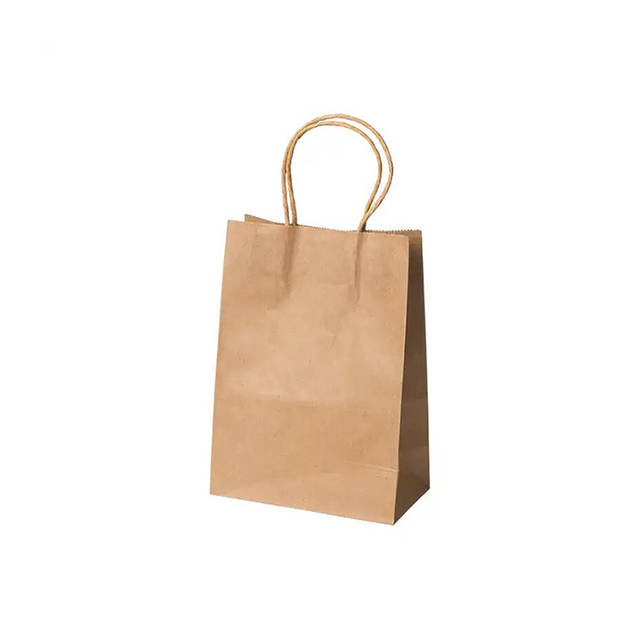 Bolsa de papel cuadrada con asa plana de 3 capas de producto Kraft