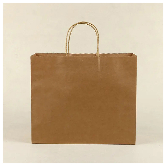 Bolsa de papel personalizada con su propio logotipo, bolsa de papel ecológica desechable con mango retorcido, impresión de bolsas de papel Kraft marrón