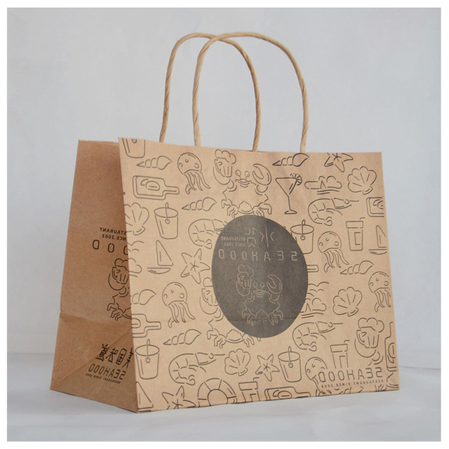 Bolsas de papel negras personalizadas Bolsas de papel Kraft de frutas Bolsas de papel con logotipo personalizadas para comida para llevar