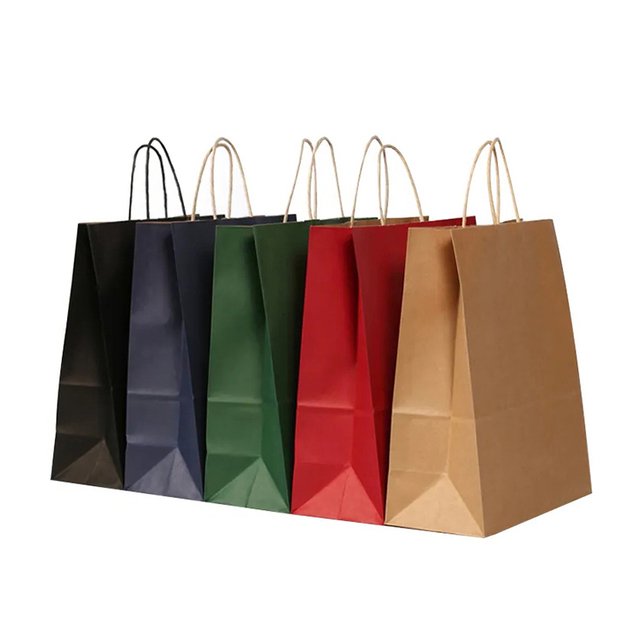 La aduana imprimió su propia bolsa de papel blanca de las compras del arte del regalo de Brown Kraft del logotipo con las manijas