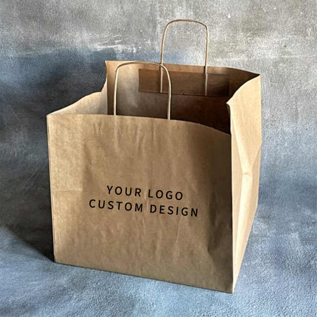 Las manijas resellables de los bolsos de ultramarinos del diseño al por mayor personalizan su propia bolsa de papel de Kraft de la impresión del logotipo