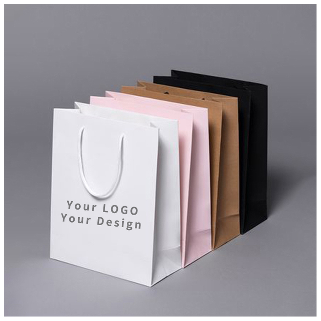 Regalo personalizado de Kraft para la venta Bolsas de compras Bolsa de papel blanco marrón