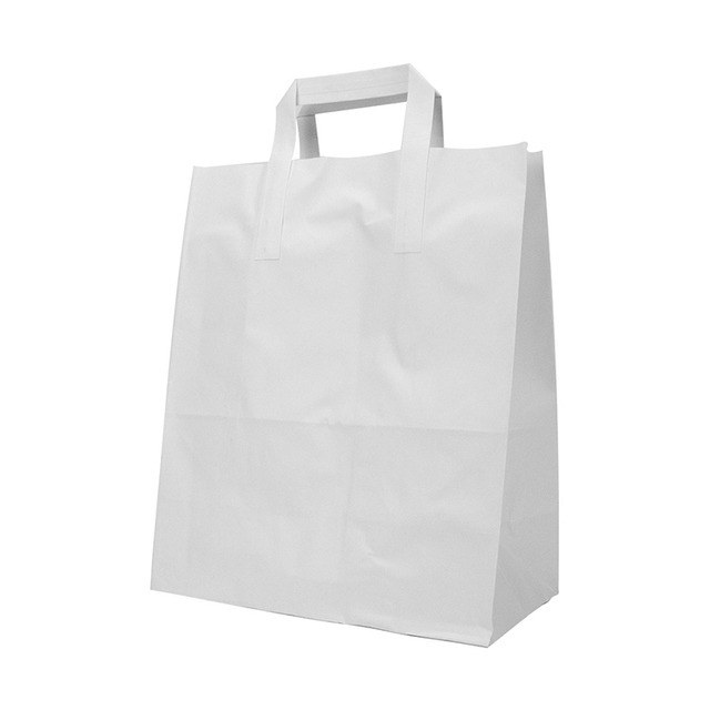 Bolsa de papel troquelada con asa para compras de regalo, bolsas de palomitas de maíz Kraft marrón para almuerzo
