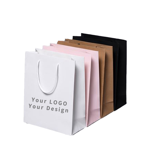 El regalo personalizado de Kraft con las manijas imprimió la bolsa de papel modificada para requisitos particulares hoja de los bolsos del arte