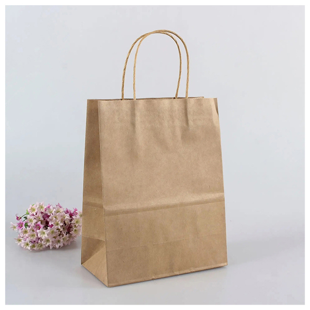 Bolsa blanca impresa personalizada al por mayor del paquete del arte de las bolsas de papel de Kraft Brown del acondicionamiento de los alimentos con la manija torcida