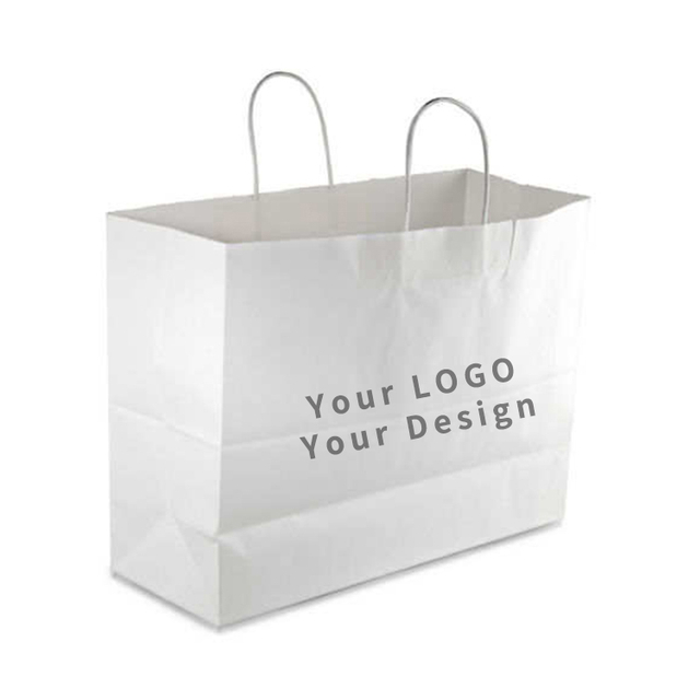 Venta al por mayor Ecológico personalizado para envolver bolsas.Abarrotes con asas Bolsas tipo lonchera Bolsa de papel